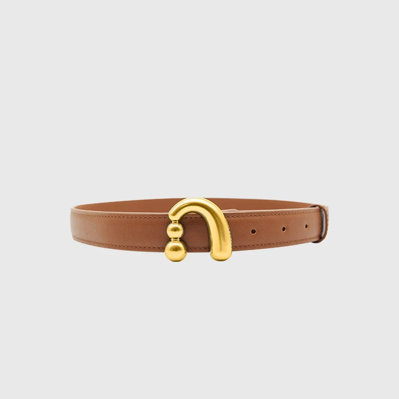 Metal Nail Buckle Belt Shirt Belt Women Belt Jean Waist Dress Belt-Belts-Arimonz-Brown Gold-Arimonz