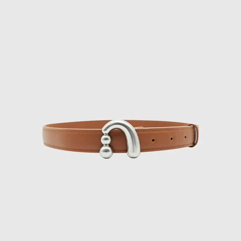 Metal Nail Buckle Belt Shirt Belt Women Belt Jean Waist Dress Belt-Belts-Arimonz-Brown Silver-Arimonz