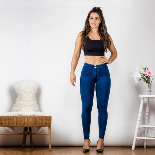 Mid-Rise Super Stretch Skinny Jeans Pull On Straight Leg Bum Jeggings-Skinny Jeans-Arimonz-Arimonz