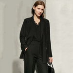 Minimalism Polyester Cotton Lady Blazer Jacket High Waist Pants Outfit-Wear To Work Sets-Arimonz-Black jacket-XS-Arimonz