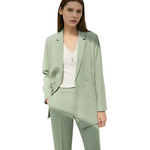 Minimalism Polyester Cotton Lady Blazer Jacket High Waist Pants Outfit-Wear To Work Sets-Arimonz-Matcha green jacket-XS-Arimonz