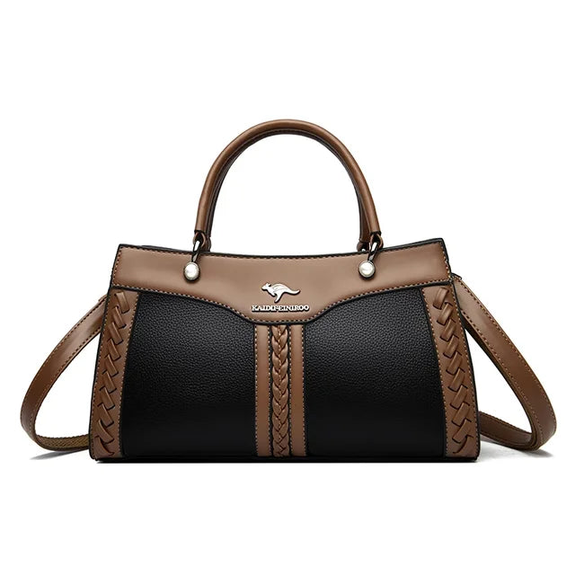 Multi Layered Women Handbag Soft Leather Messenger Bag Crossbody Bag-Handbags-Arimonz-Black-Arimonz