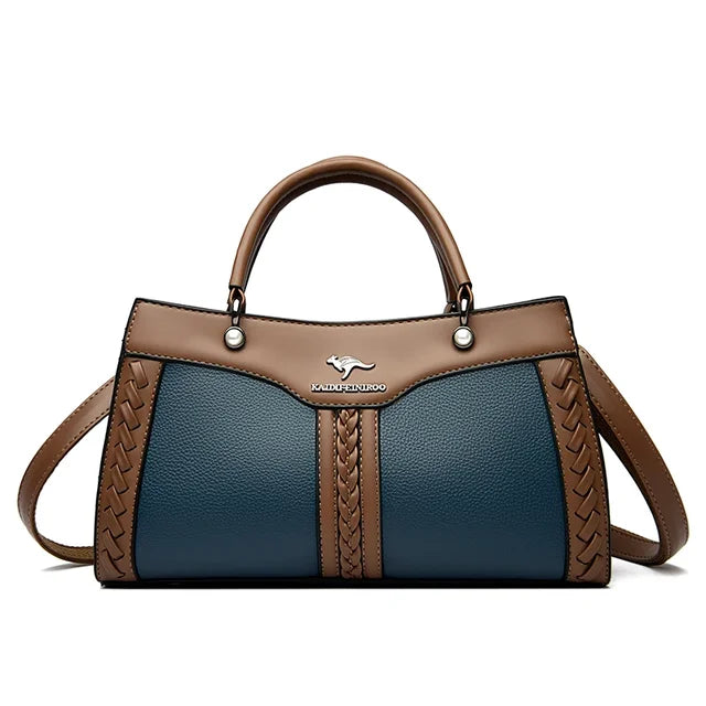 Multi Layered Women Handbag Soft Leather Messenger Bag Crossbody Bag-Handbags-Arimonz-Blue-Arimonz