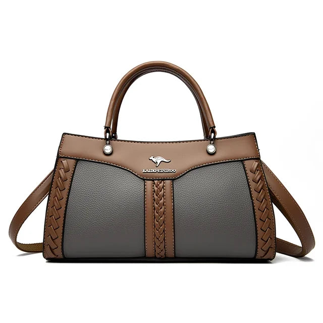 Multi Layered Women Handbag Soft Leather Messenger Bag Crossbody Bag-Handbags-Arimonz-Gray-Arimonz