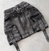 Multi Pocket Y2k Skirt Mini A Line Women Denim Skirts Streetwear-Denim Skirts-Arimonz-Black-S-Arimonz