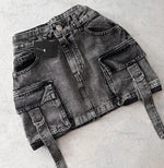 Multi Pocket Y2k Skirt Mini A Line Women Denim Skirts Streetwear-Denim Skirts-Arimonz-Black-S-Arimonz