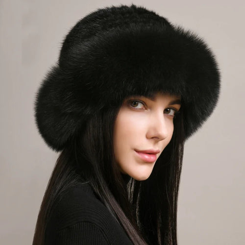 Natural Knitted Mink Fur Hat Cap Women Handmade Knit Headwear Beanies-Winter Hats-Arimonz-black-Arimonz