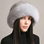 Natural Knitted Mink Fur Hat Cap Women Handmade Knit Headwear Beanies-Winter Hats-Arimonz-grey-Arimonz