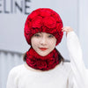 Natural Rex Rabbit Fur Hat and Scarf Set Winter Knitted Fashion Hat-Winter Hats-Arimonz-Arimonz