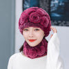 Natural Rex Rabbit Fur Hat and Scarf Set Winter Knitted Fashion Hat-Winter Hats-Arimonz-Arimonz