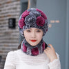Natural Rex Rabbit Fur Hat and Scarf Set Winter Knitted Fashion Hat-Winter Hats-Arimonz-Arimonz