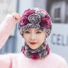 Natural Rex Rabbit Fur Hat and Scarf Set Winter Knitted Fashion Hat-Winter Hats-Arimonz-Arimonz