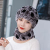Natural Rex Rabbit Fur Hat and Scarf Set Winter Knitted Fashion Hat-Winter Hats-Arimonz-Arimonz