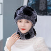 Natural Rex Rabbit Fur Hat and Scarf Set Winter Knitted Fashion Hat-Winter Hats-Arimonz-Arimonz