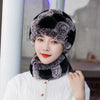Natural Rex Rabbit Fur Hat and Scarf Set Winter Knitted Fashion Hat-Winter Hats-Arimonz-Arimonz