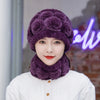 Natural Rex Rabbit Fur Hat and Scarf Set Winter Knitted Fashion Hat-Winter Hats-Arimonz-Arimonz