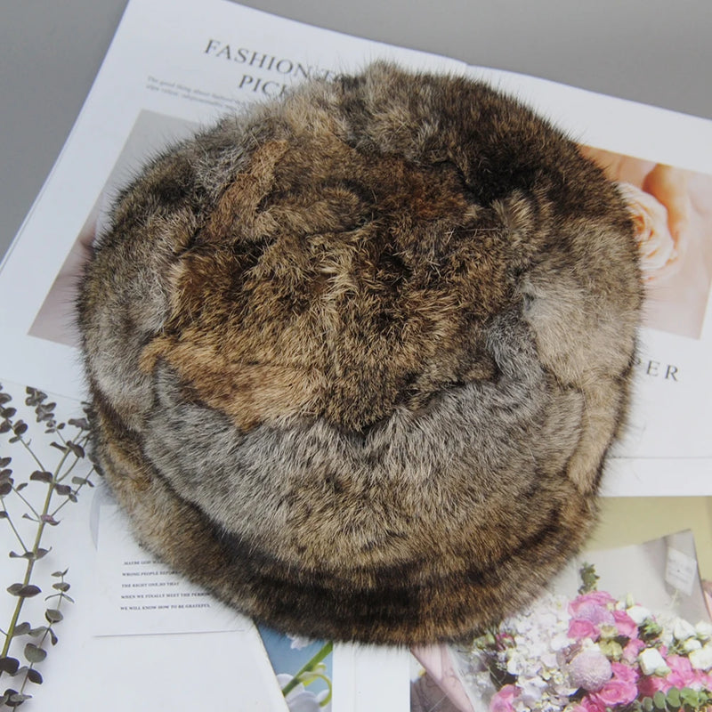 New Fashion Warm Beanies Cap For Winter Warm Natural Fur Cap Headgear-Winter Hats-Arimonz-Arimonz