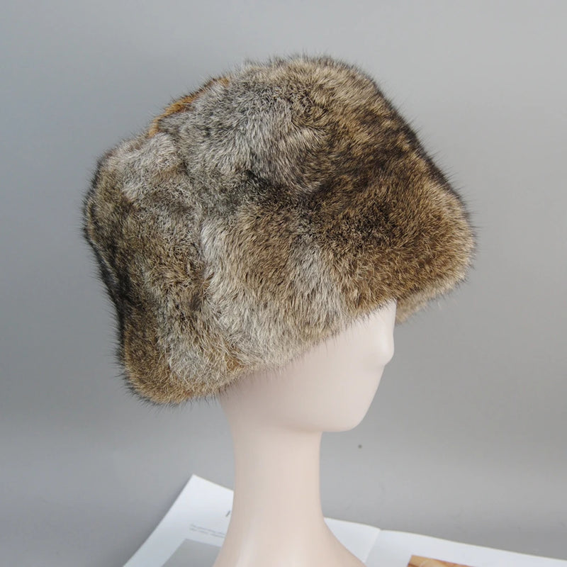 New Fashion Warm Beanies Cap For Winter Warm Natural Fur Cap Headgear-Winter Hats-Arimonz-Arimonz