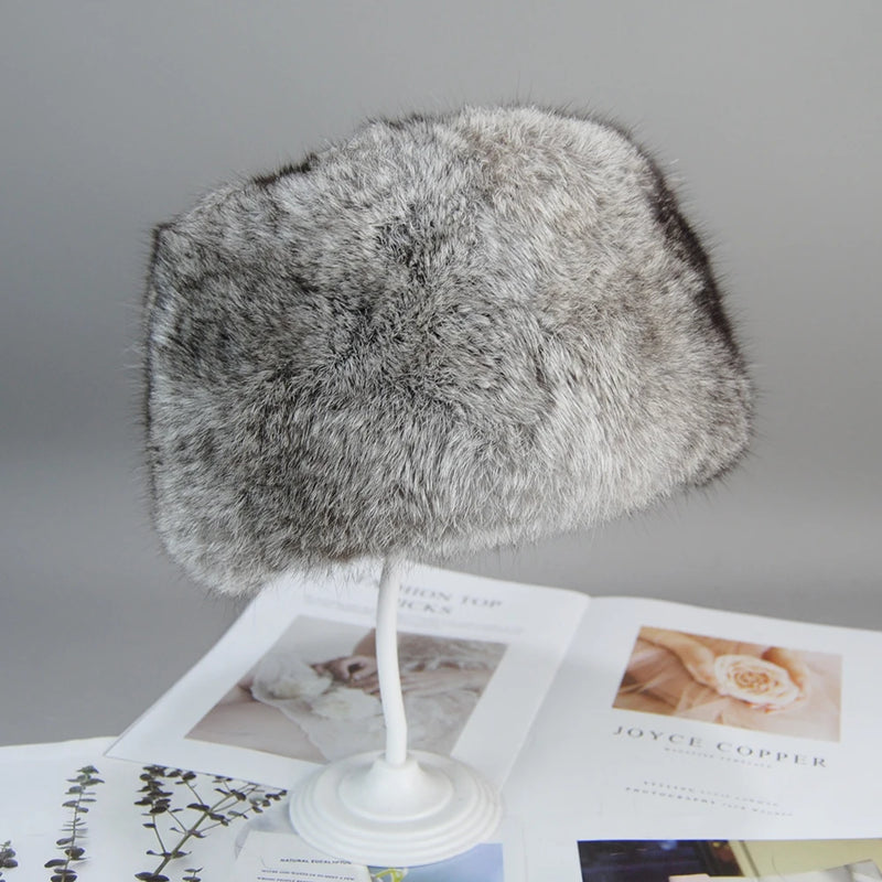 New Fashion Warm Beanies Cap For Winter Warm Natural Fur Cap Headgear-Winter Hats-Arimonz-Natural grey-21-22in-Arimonz