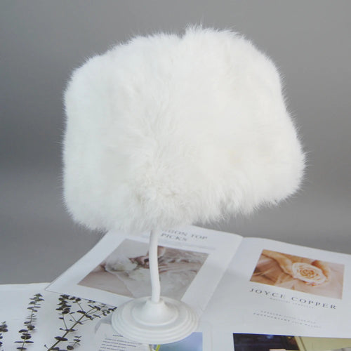 New Fashion Warm Beanies Cap For Winter Warm Natural Fur Cap Headgear-Winter Hats-Arimonz-White-21-22in-Arimonz