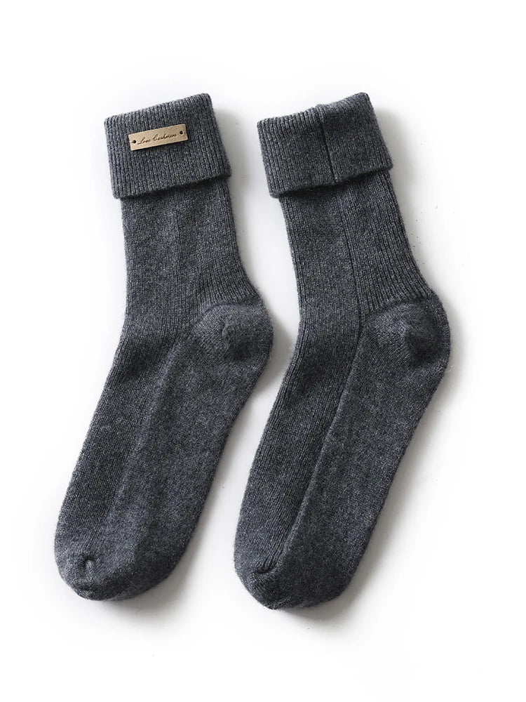 Non Slip Pure Cashmere Warm and Soft Mid-Calf Knitted Lounge Socks-Socks & Tights-Arimonz-Arimonz