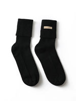 Non Slip Pure Cashmere Warm and Soft Mid-Calf Knitted Lounge Socks-Socks & Tights-Arimonz-Black-Arimonz