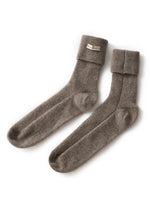 Non Slip Pure Cashmere Warm and Soft Mid-Calf Knitted Lounge Socks-Socks & Tights-Arimonz-Camel-Arimonz