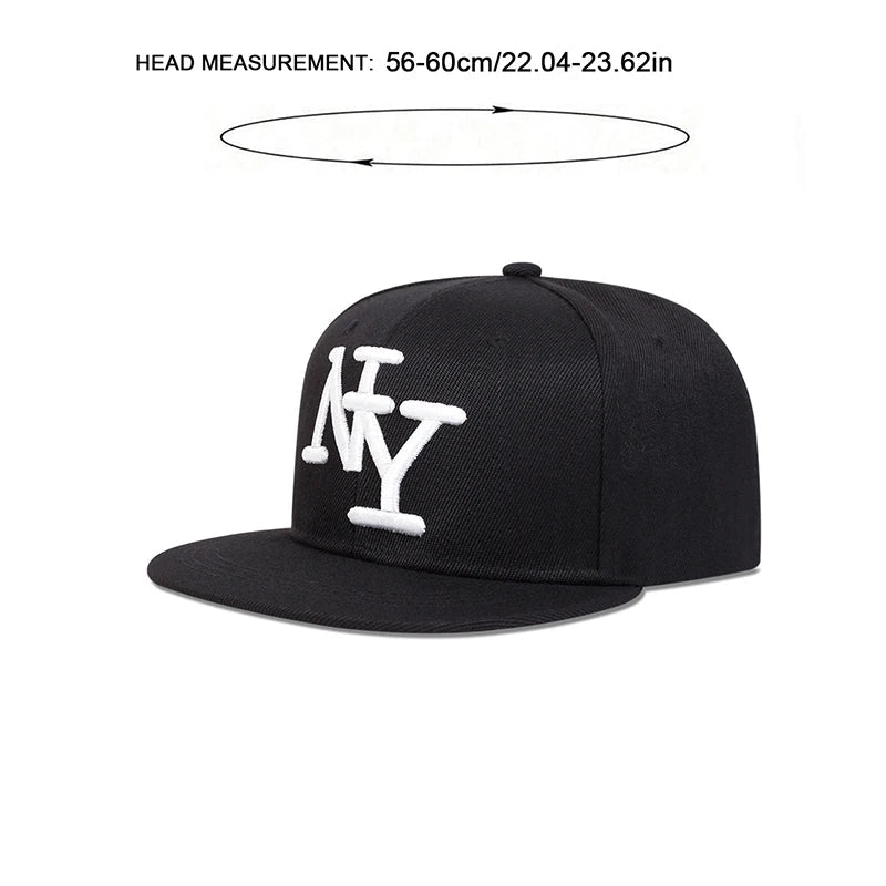 NY Letter Embroidery Snapback Hat Adjustable Sunscreen Leisure Hat-Women's Caps-Arimonz-Arimonz