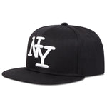 NY Letter Embroidery Snapback Hat Adjustable Sunscreen Leisure Hat-Women's Caps-Arimonz-Black-Arimonz