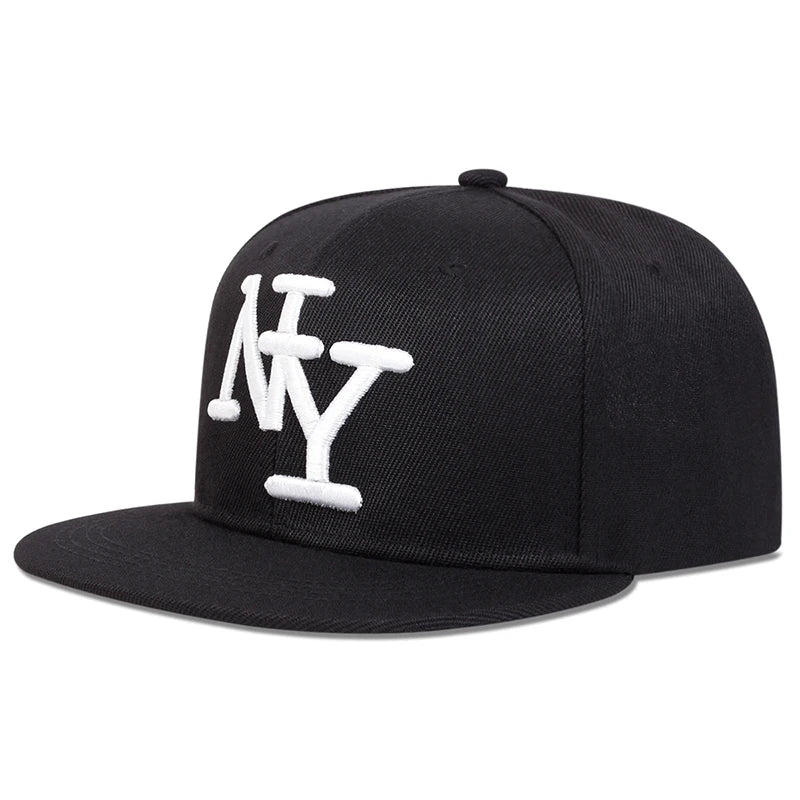 NY Letter Embroidery Snapback Hat Adjustable Sunscreen Leisure Hat-Women's Caps-Arimonz-Black-Arimonz