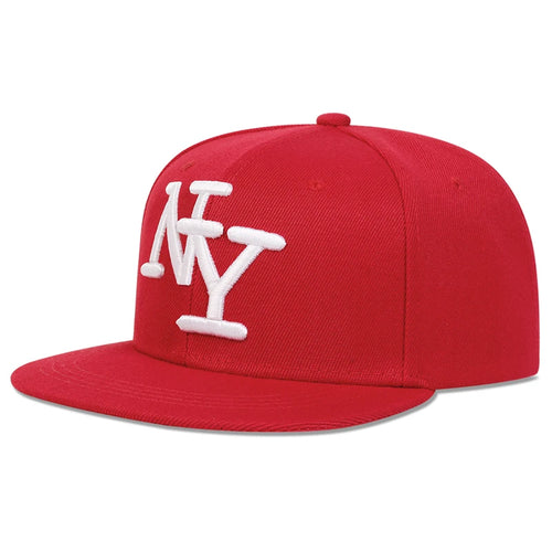 NY Letter Embroidery Snapback Hat Adjustable Sunscreen Leisure Hat-Women's Caps-Arimonz-Red-Arimonz