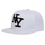 NY Letter Embroidery Snapback Hat Adjustable Sunscreen Leisure Hat-Women's Caps-Arimonz-White-Arimonz