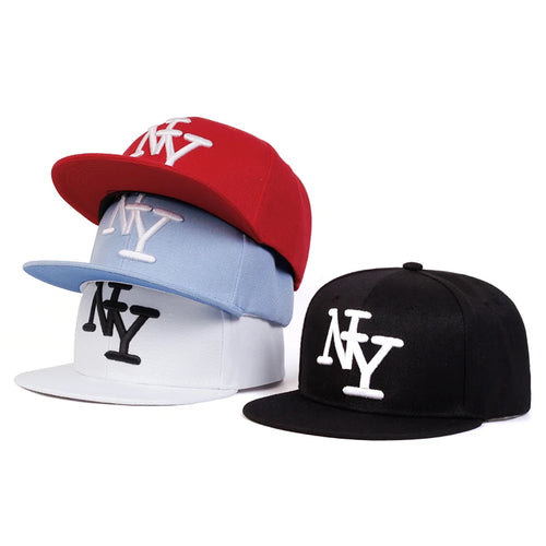 NY Letter Embroidery Snapback Hat Adjustable Sunscreen Leisure Hat-Women's Caps-Arimonz-Arimonz