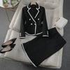 Occupational Blazer and Fishtail Skirt Temperament Slim Skinny Attire-Wear To Work Sets-Arimonz-2pcs Set Black-S-Arimonz