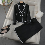 Occupational Blazer and Fishtail Skirt Temperament Slim Skinny Attire-Wear To Work Sets-Arimonz-2pcs Set Black-S-Arimonz