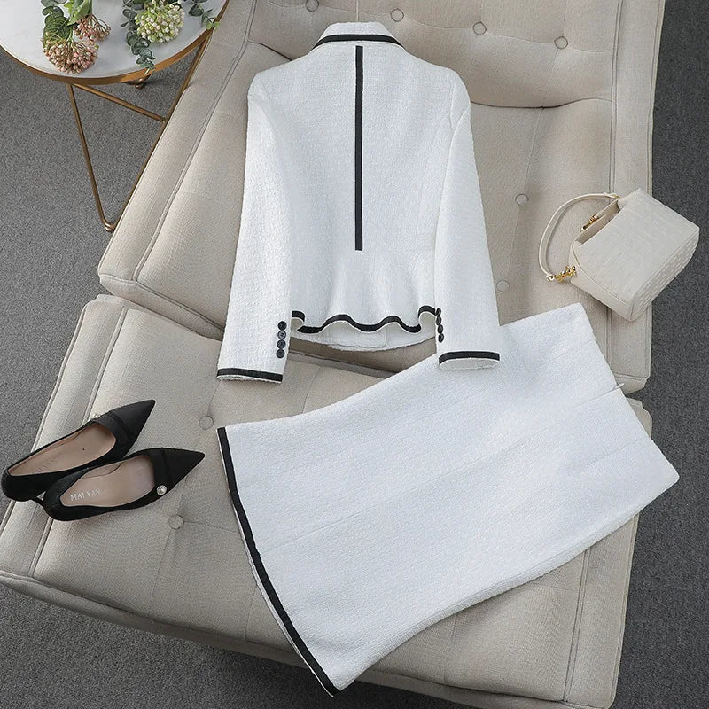 Occupational Blazer and Fishtail Skirt Temperament Slim Skinny Attire-Wear To Work Sets-Arimonz-Arimonz