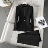 Office Lady Formal Business Blazer Pants Set Two Piece Matching Set-Wear To Work Sets-Arimonz-Black-S-Arimonz