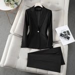 Office Lady Formal Business Blazer Pants Set Two Piece Matching Set-Wear To Work Sets-Arimonz-Black-S-Arimonz