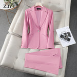 Office Lady Formal Business Blazer Pants Set Two Piece Matching Set-Wear To Work Sets-Arimonz-Pink-S-Arimonz