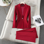 Office Lady Formal Business Blazer Pants Set Two Piece Matching Set-Wear To Work Sets-Arimonz-Red-S-Arimonz