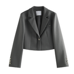 Office Lady Temperament Short Single Button Blazer Full Length Trouser-Wear To Work Sets-Arimonz-Grey blazer-XS-Arimonz