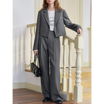 Office Lady Temperament Short Single Button Blazer Full Length Trouser-Wear To Work Sets-Arimonz-Arimonz