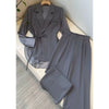 Office Siren Patchwork Tulle Loose Fit Lace Up Outwear Wide Leg Pants-Wear To Work Sets-Arimonz-Arimonz