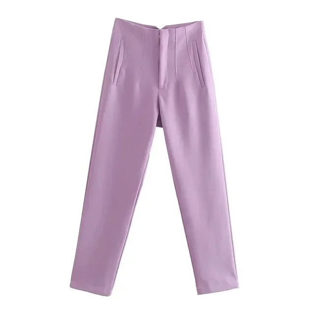 Office Wear High waist Pants Formal Pant Office outfits Pencil Trouser-Pants-Arimonz-Lavender-S-Arimonz