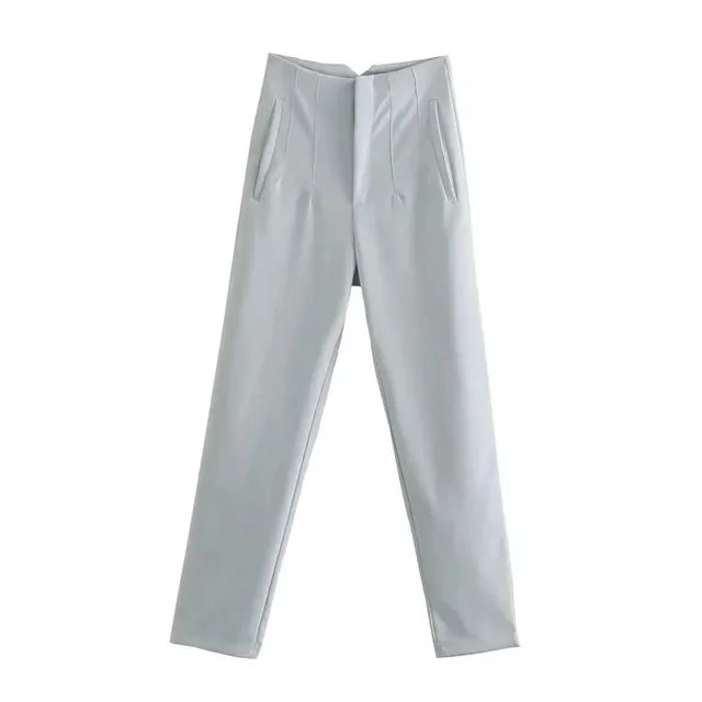 Office Wear High waist Pants Formal Pant Office outfits Pencil Trouser-Pants-Arimonz-Light Blue-S-Arimonz