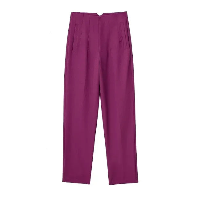 Office Wear High waist Pants Formal Pant Office outfits Pencil Trouser-Pants-Arimonz-Light Purple-S-Arimonz