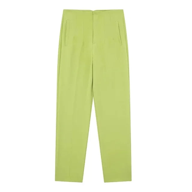 Office Wear High waist Pants Formal Pant Office outfits Pencil Trouser-Pants-Arimonz-lime-S-Arimonz
