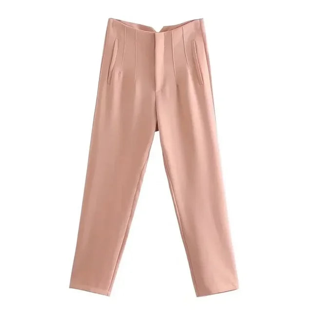 Office Wear High waist Pants Formal Pant Office outfits Pencil Trouser-Pants-Arimonz-Orange Pink-S-Arimonz