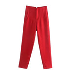Office Wear High waist Pants Formal Pant Office outfits Pencil Trouser-Pants-Arimonz-Red-S-Arimonz