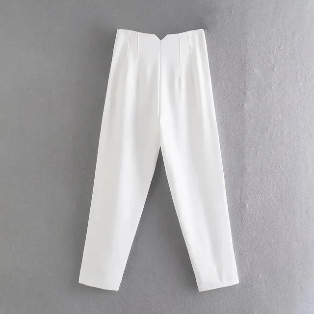 Office Wear High waist Pants Formal Pant Office outfits Pencil Trouser-Pants-Arimonz-WHITE-S-Arimonz